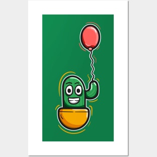 Cactus and balloon Posters and Art